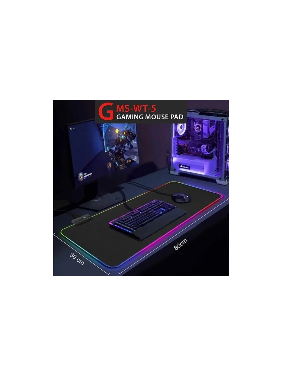 Bilişim Burada Wt-5 RGB Renkli LED Işık Yumuşak 250x350mm Oyun Mouse Pad